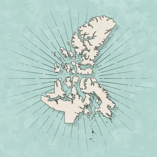 Vector illustration of Nunavut map in retro vintage style - Old textured paper