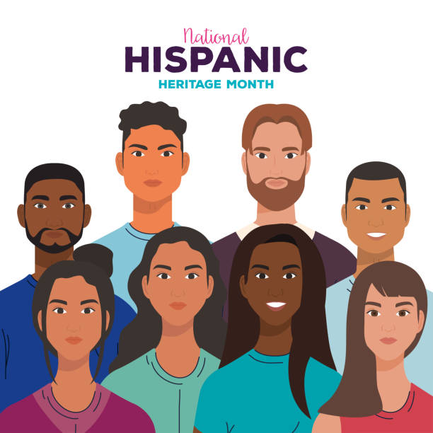 national hispanic heritage month, with women and men together, diversity and multiculturalism concept national hispanic heritage month, with women and men together, diversity and multiculturalism concept vector illustration design latin american and hispanic ethnicity stock illustrations