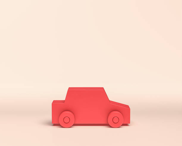 veículos em miniatura, ícone 3d, cor vermelha monocromática, estilo plano e sólido, renderização 3d - pick up truck truck toy figurine - fotografias e filmes do acervo