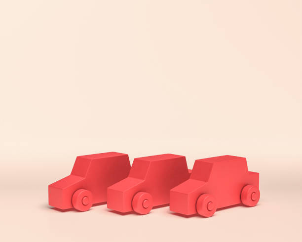 veículos em miniatura, ícone 3d, cor vermelha monocromática, estilo plano e sólido, renderização 3d - pick up truck truck toy figurine - fotografias e filmes do acervo