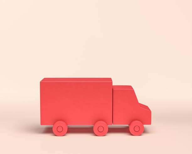 miniaturowe pojazdy, ikona 3d, monochromatyczny czerwony kolor, płaski i jednolity styl, renderowanie 3d - pick up truck truck toy figurine zdjęcia i obrazy z banku zdjęć