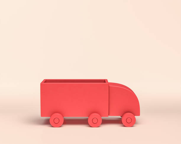 veículos em miniatura, caminhões, ícone 3d, cor vermelha monocromática, estilo plano e sólido, renderização 3d - pick up truck truck toy figurine - fotografias e filmes do acervo