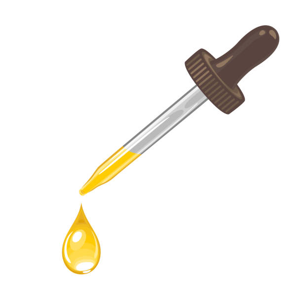 istock Drop of oil or serum dripping from cosmetic dropper isolated on white background. Vector illustration in cartoon style. Pipette icon. 1273898279
