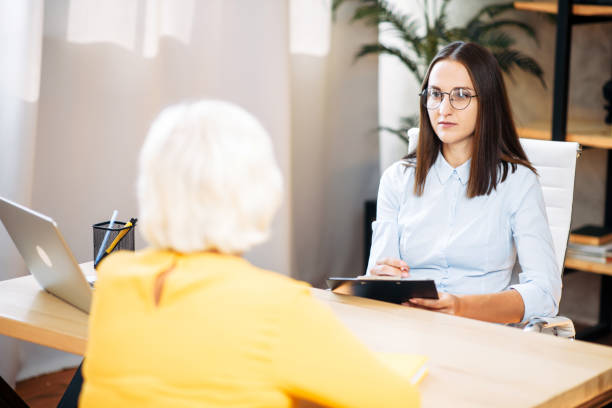 istock An older woman has a job interview 1273898924