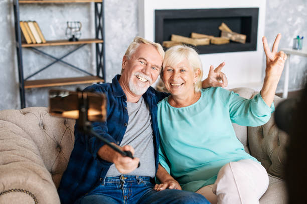 istock Senior couple is taking a selfie on smartphone 1273898990