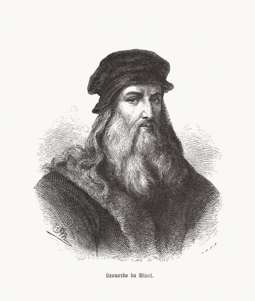 Leonardo da Vinci (1452-1519), Italian polymath, wood engraving, published 1893 vector art illustration