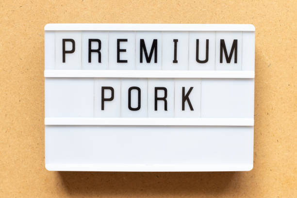istock Lightbox with word premium pork on wood background 1273905969