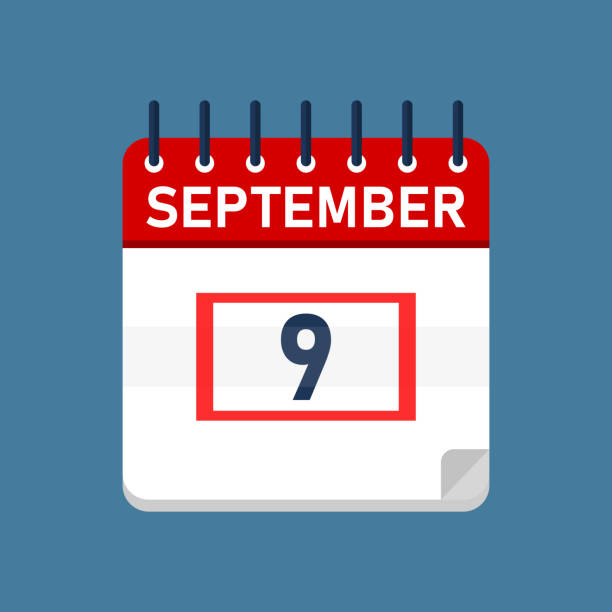 illustrazioni stock, clip art, cartoni animati e icone di tendenza di calendario giornaliero del 9 settembre - 2020 2029