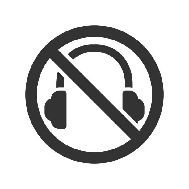 illustrations, cliparts, dessins animés et icônes de icône de restriction de téléphone de tête - do not disturb sign audio