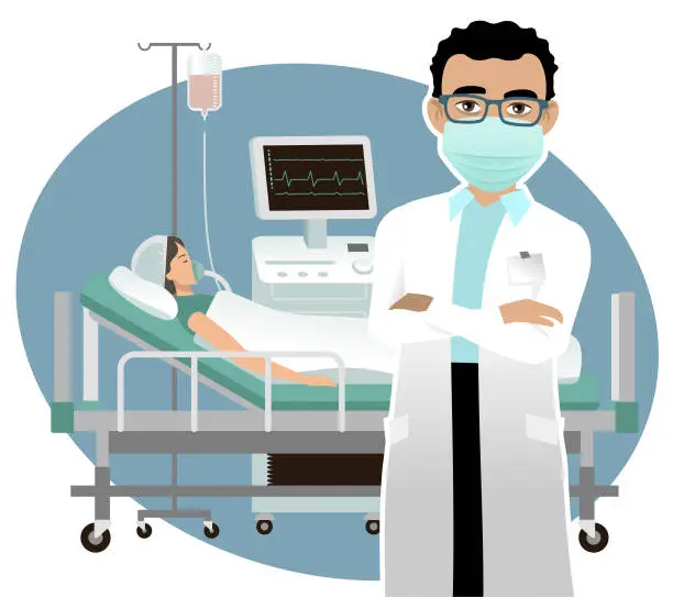 Vector illustration of Doctor in a hospital