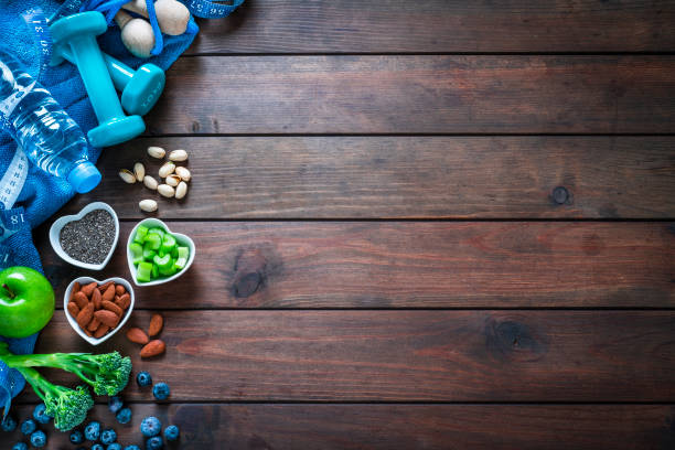istock Healthy food and sport frame. Copy space 1273909769
