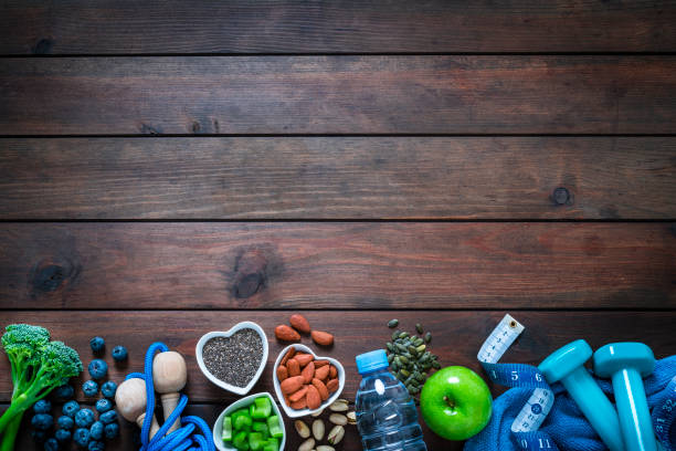 Healthy food and sport frame