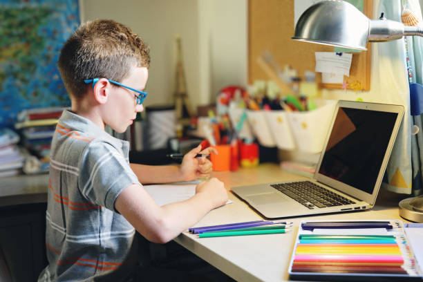 istock Home schooling distance learning child online education 1273913536