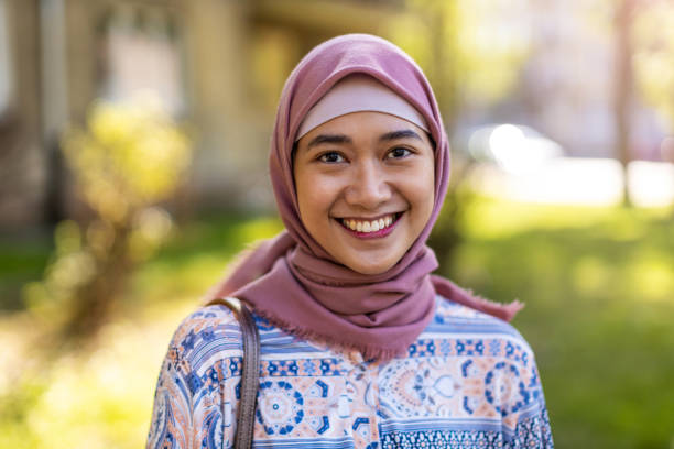 Free Stock Photo of Portrait of young smiling muslim woman wearing a ...