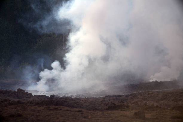 A smoke bomb on the battlefield. Smoke bombs action.