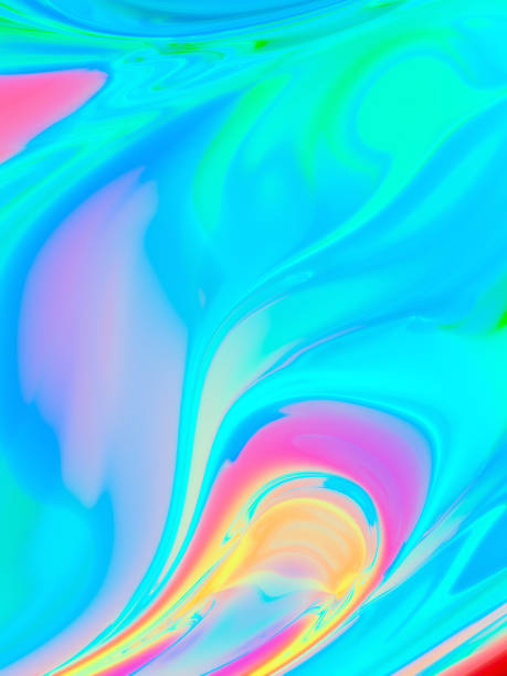 Fluid abstract curves background illustration. Vibrant liquid marble colorful abstraction. 3D illustration, 3D rendering.