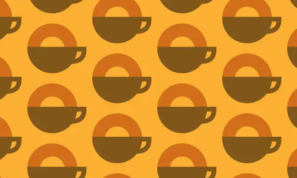 Vector illustration of Coffee and donut or bagel pattern