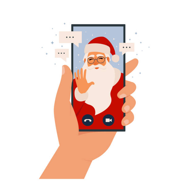100 Cartoon Santa Claus Talking On Mobile Phone Illustrations & Clip Art -  iStock