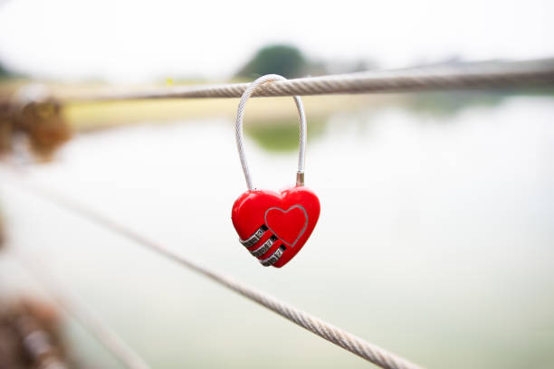 heart shaped padlock on a fence