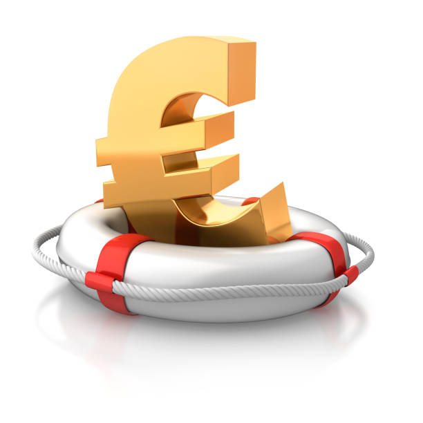 istock Red and white life saver with euro symbol 1273929314