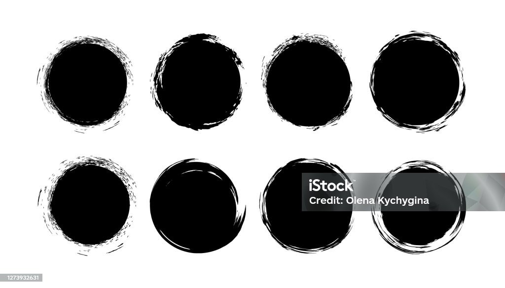 Grunge paint circle vector set. Abstract story highlight cover icons. Grunge round frames for social media stories. - Royalty-free Círculo arte vetorial