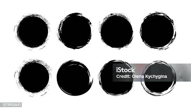 Grunge Paint Circle Vector Set Abstract Story Highlight Cover Icons Grunge Round Frames For Social Media Stories - Arte vetorial de stock e mais imagens de Círculo