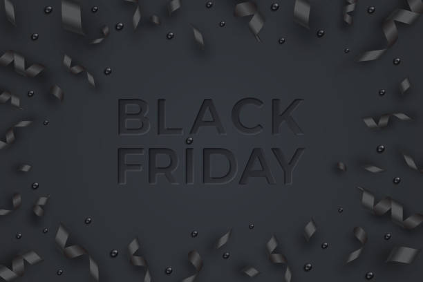 istock Serpentine, balls and black ribbons. Black friday sale template. Neumorphism style text 1273933060