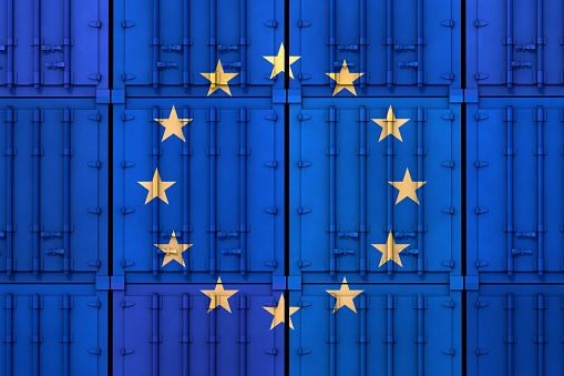 Close up of European Union flag background.