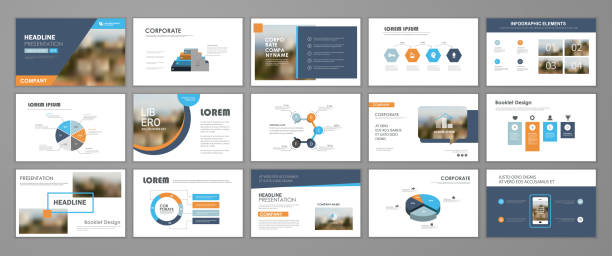 Annual report brochure set Presentation templates design. Vector templates portfolio with infographic elements. Multipurpose template for brochure cover, annual report, advertising, presentation slide, flyer leaflet. powerpoint template stock illustrations