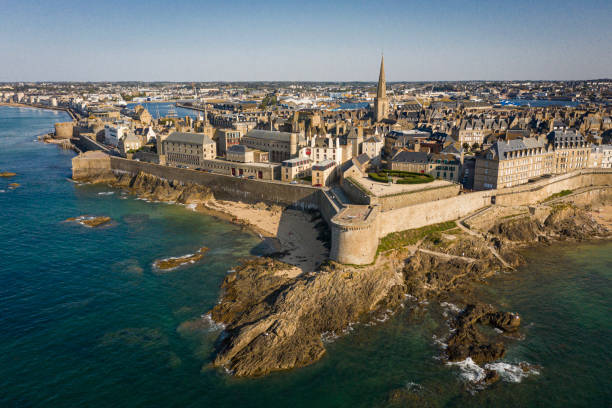 Saint Malo Brittany France Aerial view of Saint Malo in Brittany France brittany france stock pictures, royalty-free photos & images