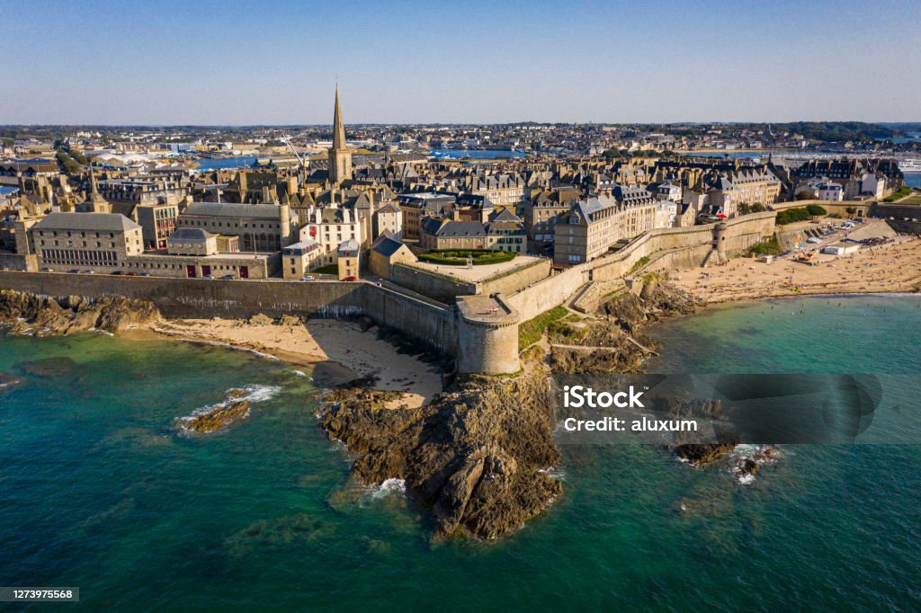Saint Malo Brittany France Aerial view of Saint Malo in Brittany France St-Malo Stock Photo