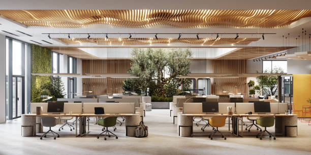 istock Eco friendly coworking office space in 3D 1273976919