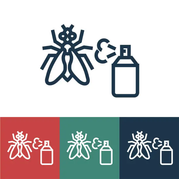 Vector illustration of Line icon spray against insects