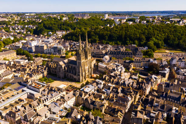 istock Aerial view of Quimper with Gothic Cathedral, Brittany 1274027449