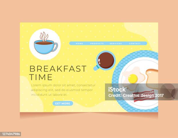 Breakfast Time Frame Breakfast Time Menu Template Stock Illustration - Download Image Now ...