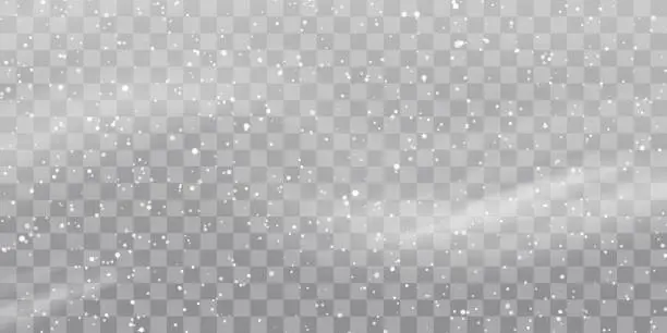 Vector illustration of Vector heavy snowfall, snowflakes in different shapes and forms. Snow flakes, snow background. Falling Christmas