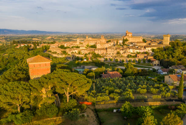 istock Lucignano town in Tuscany from above 1274082752