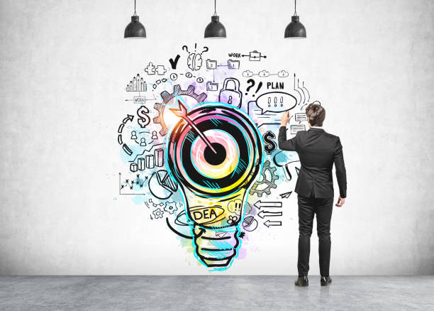 istock Man drawing business goal sketch 1274134004