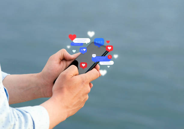 Man holding smart phone, searching love