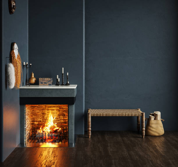 istock Home interior, luxury modern dark living room interior, black empty wall mock up 1274163121