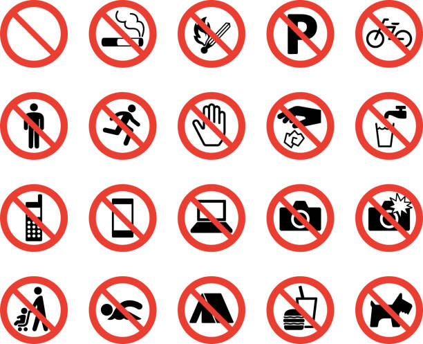 zestaw symboli prohibicji - hands only flash stock illustrations