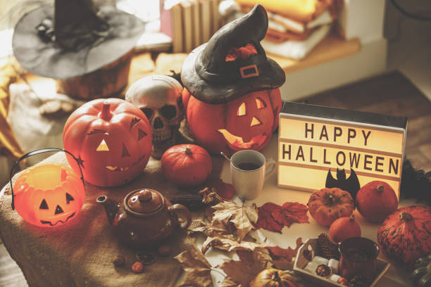 istock High angle view of Halloween ornaments 1274267709