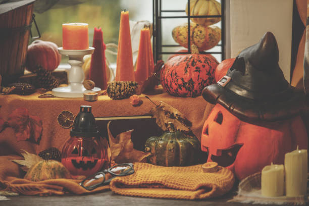 istock Wide view of various Halloween ornaments 1274267773
