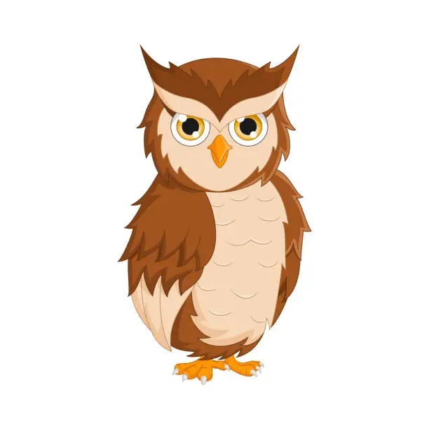 Vector illustration of Cartoon cute owl isolated on white background