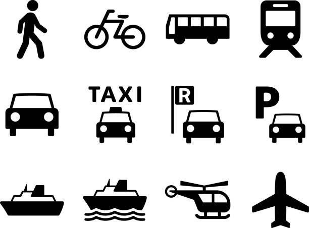 Transportation icons set These icons indicates transportation. ferry stock illustrations