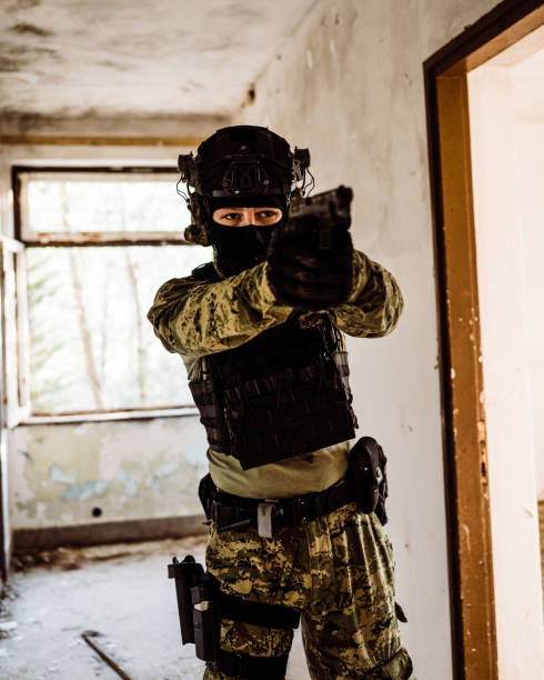 istock Soldier in Cropat uniform with black belt and plate carrier 1274302846