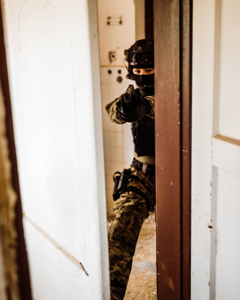 istock Soldier in Cropat uniform with black belt and plate carrier 1274302877