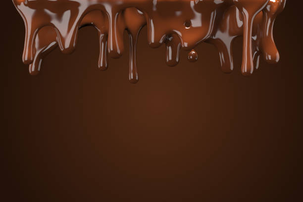 istock Close up Chocolate Dripped on Brown color background. 3D Render. 1274365485