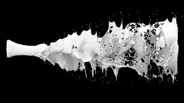 istock Close up White Milk Liquid Splashing on black background. 3D Render. 1274365650