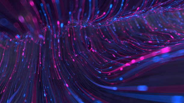 istock Optical fiber blue and pink neon color 3D render 1274383532
